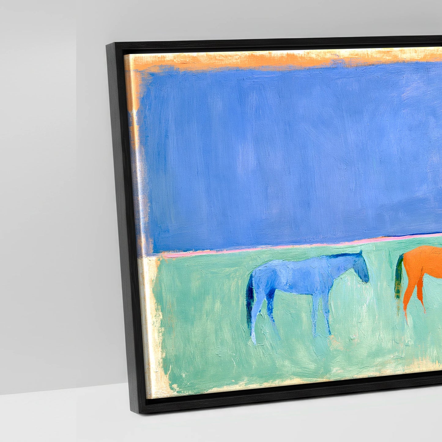 Painted Beach Lineup - artwork detail in a black float frame