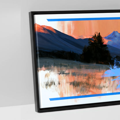 Alpine Glow and Azure - artwork detail in a black float frame