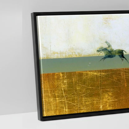 Pursuit in Gold - artwork detail in a black float frame