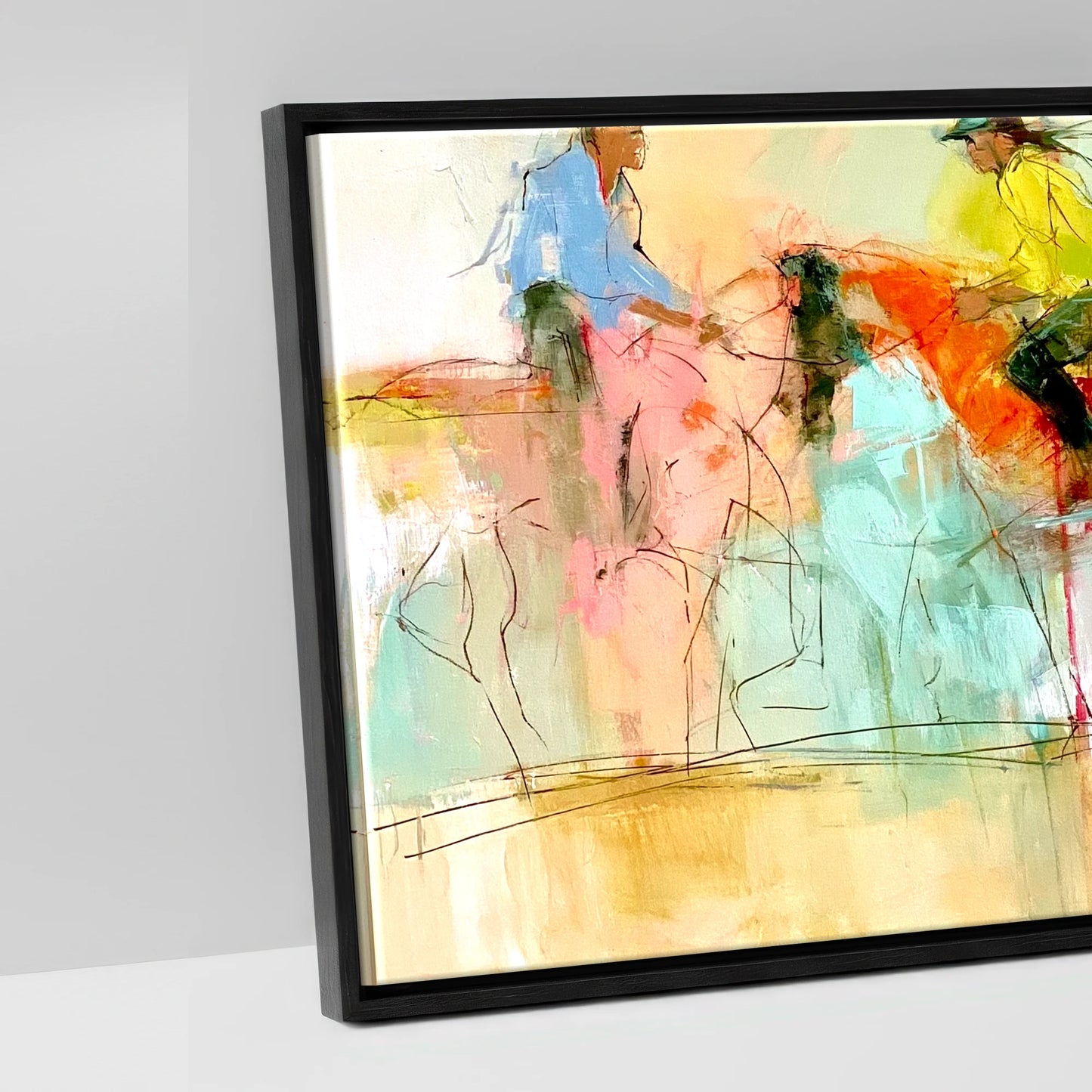 The Vibrant Canter - artwork detail in a black float frame