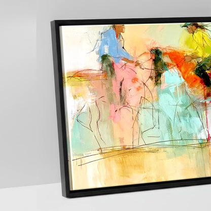 The Vibrant Canter - artwork detail in a black float frame