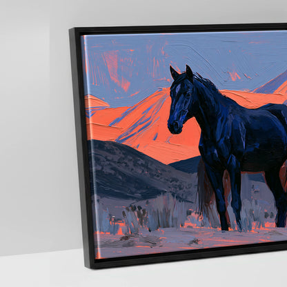 Horses of the Painted Ridge - artwork detail in a black float frame