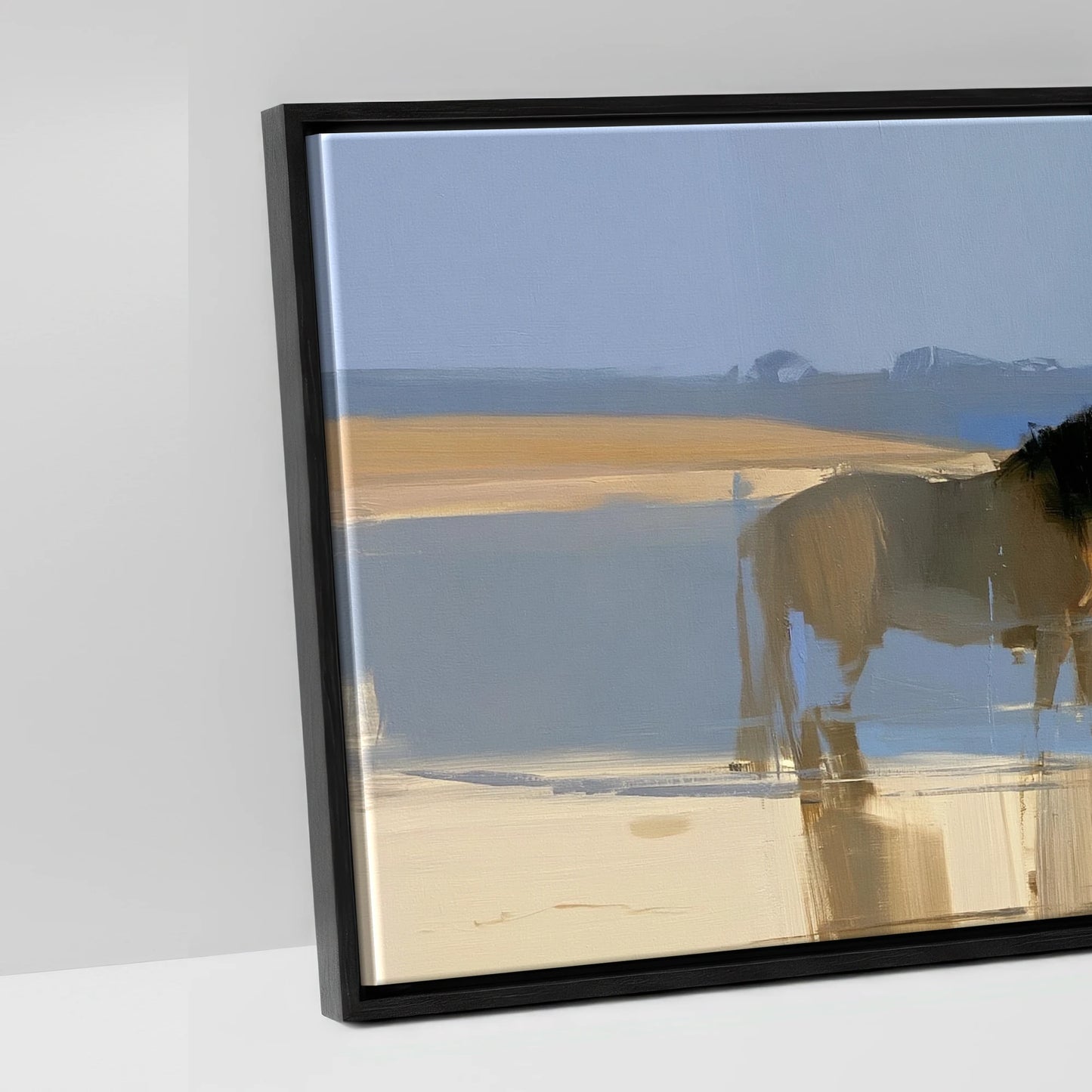 Stillness in the Shallows - artwork detail in a black float frame