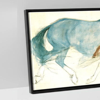 Azure Mare and Foal - artwork detail in a black float frame