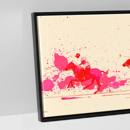 Vivid Polo Pursuit - artwork detail in a black float frame