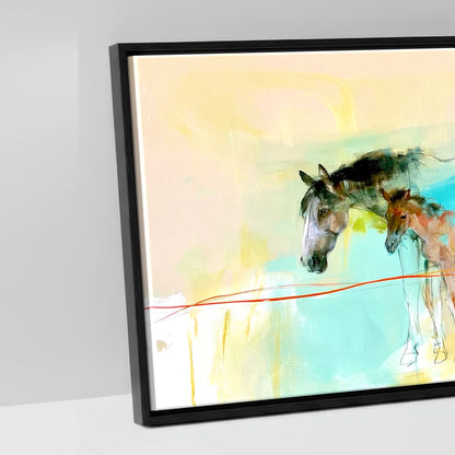 Vibrant Spring Herd - artwork detail in a black float frame