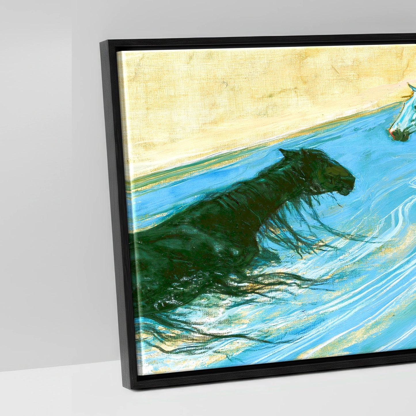 The Azure Crossing - artwork detail in a black float frame