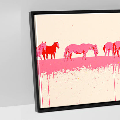 Vibrant Equine Wash - artwork detail in a black float frame