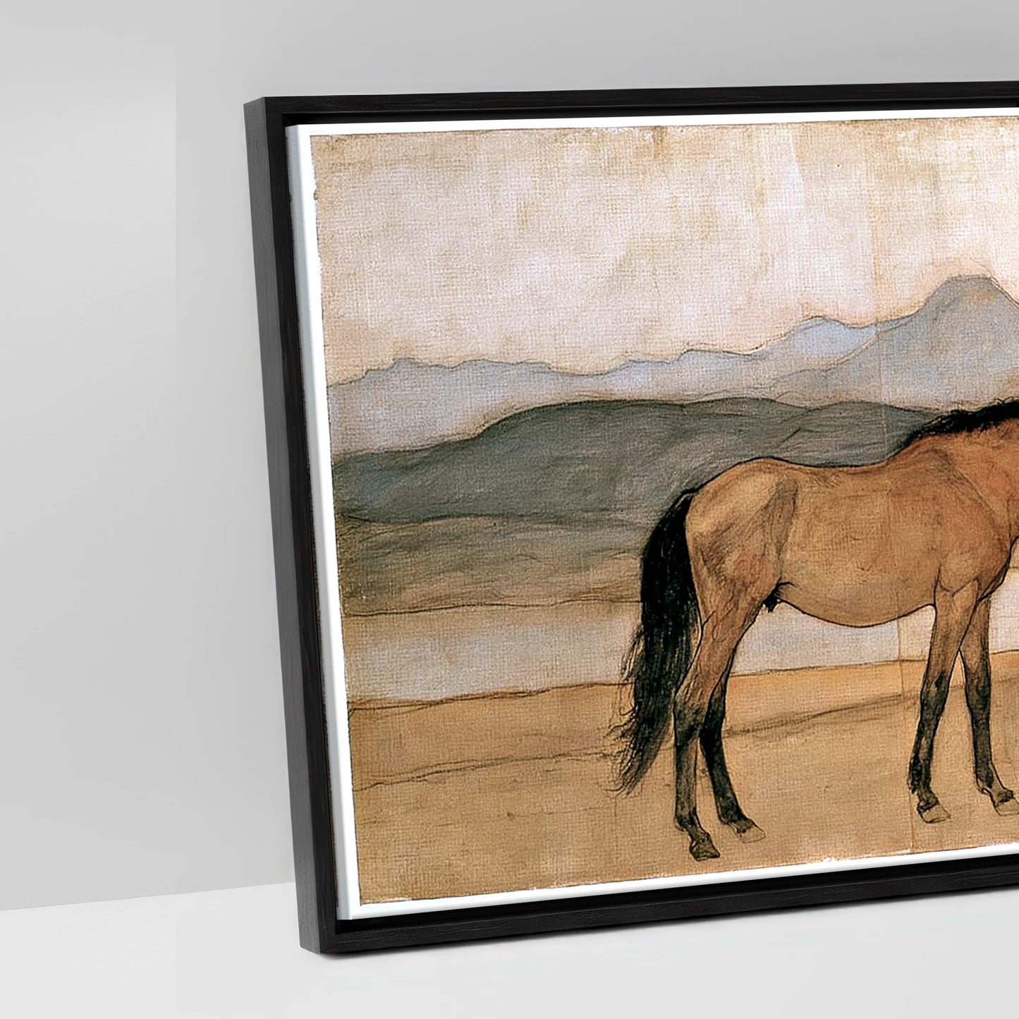 Whispers of the Herd - artwork detail in a black float frame