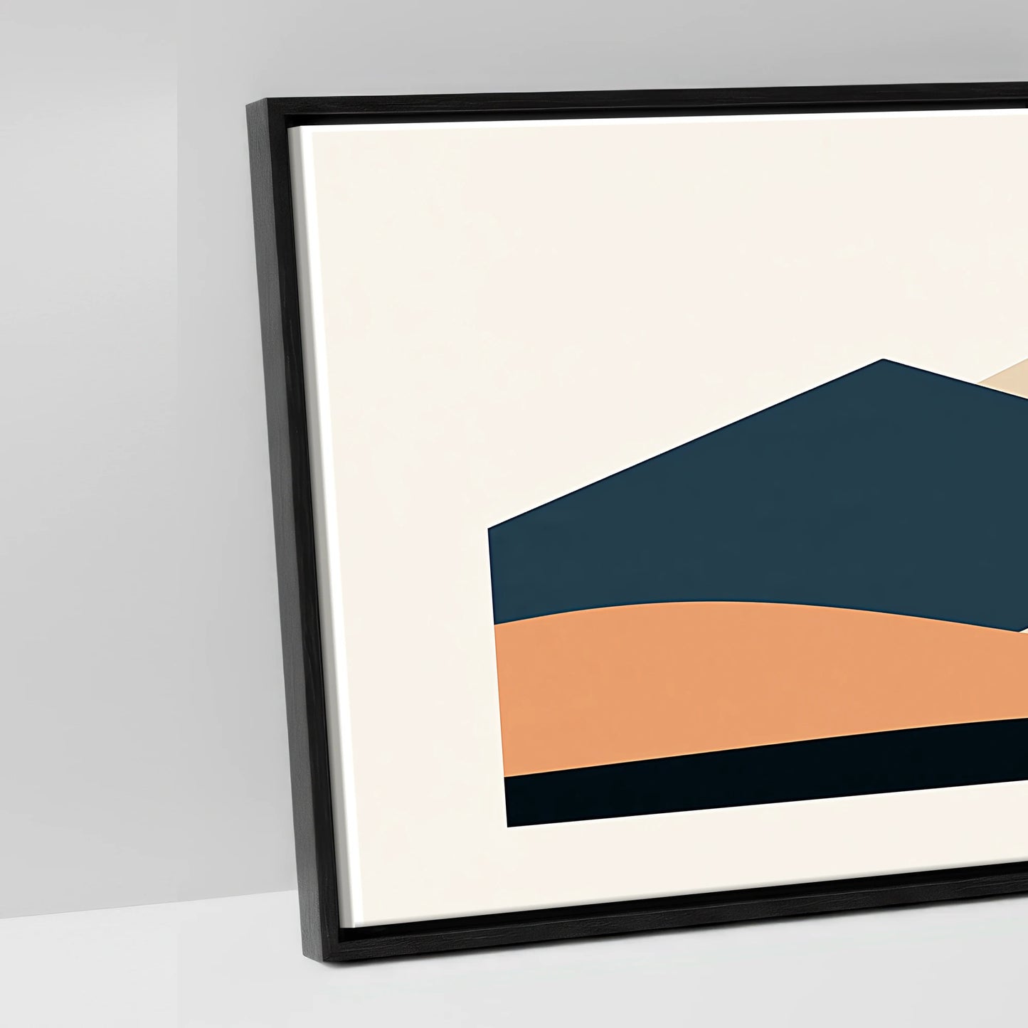 Geometric Equine Horizon - artwork detail in a black float frame