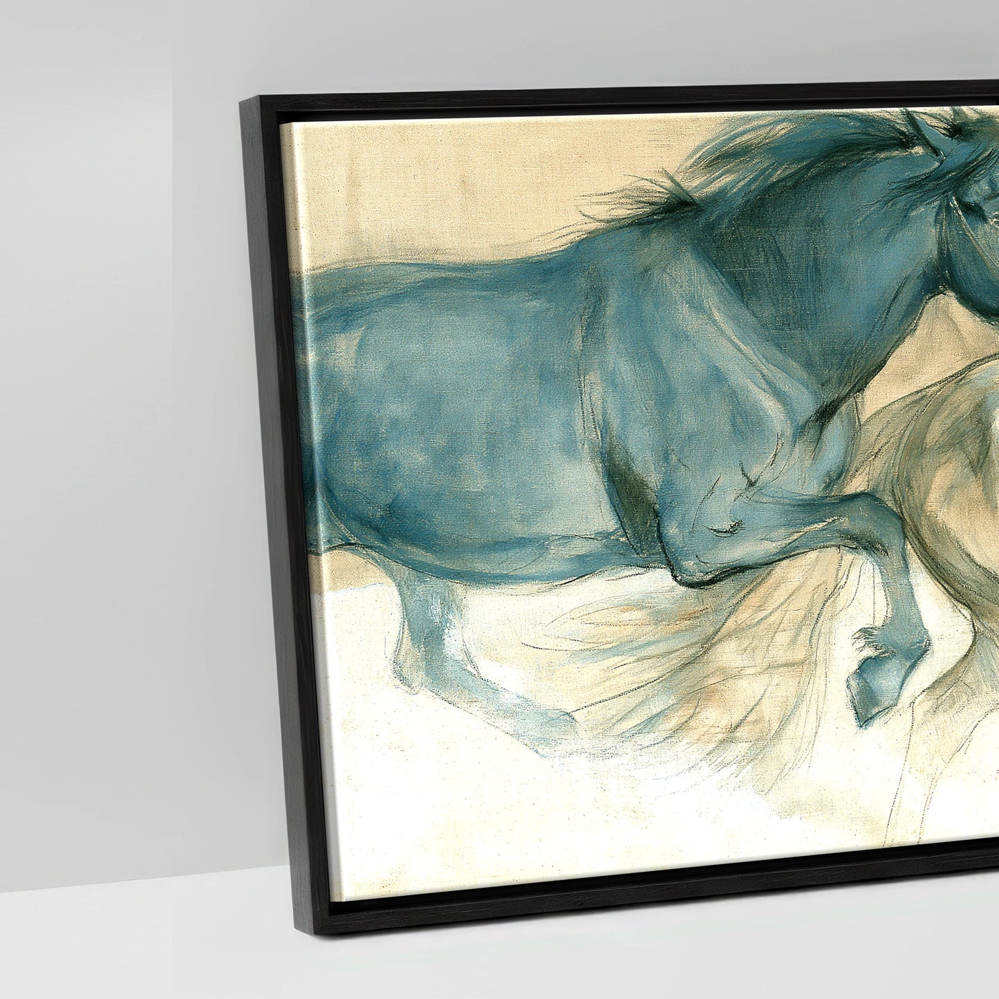 The Three Strides - artwork detail in a black float frame