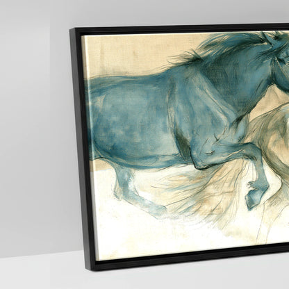 The Three Strides - artwork detail in a black float frame