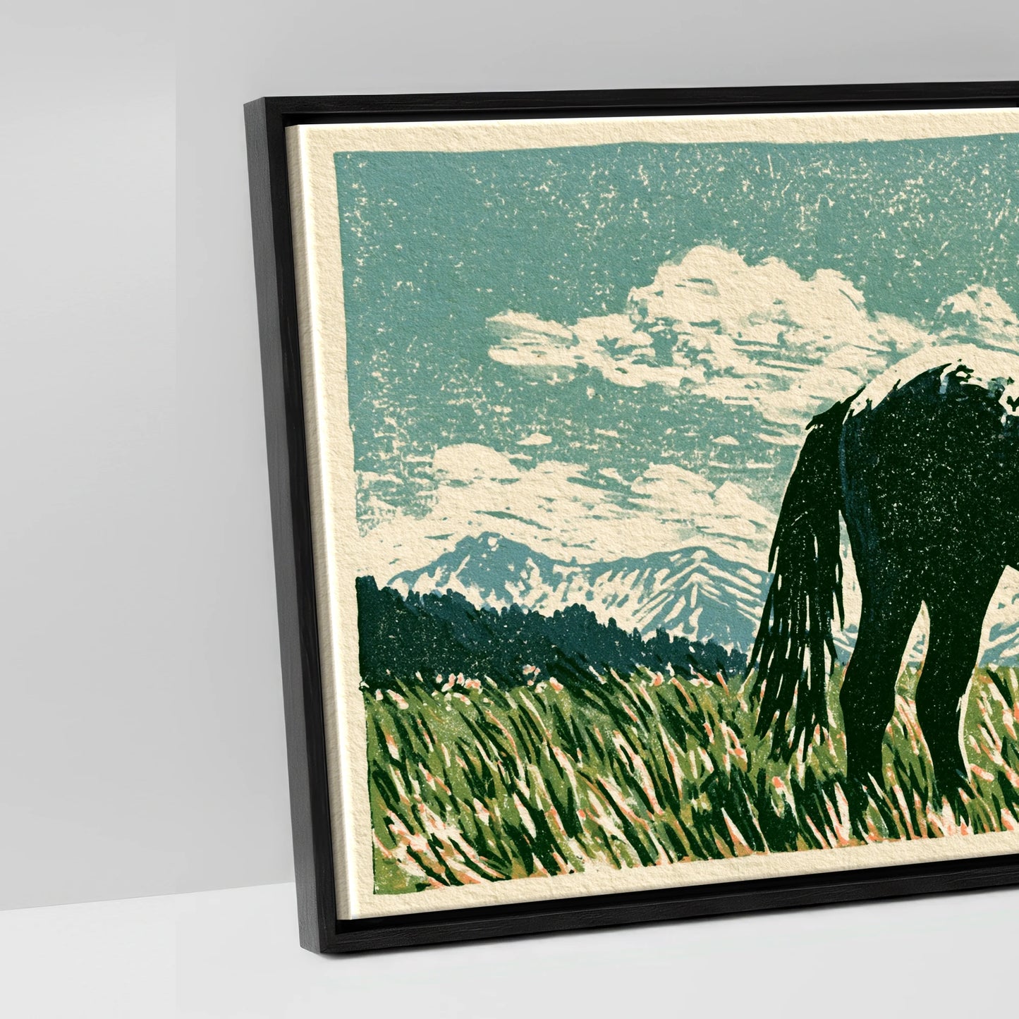 Rustic Range Silhouette - artwork detail in a black float frame