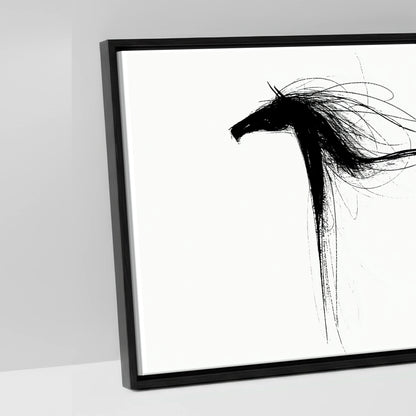 Crimson Streak Equines - artwork detail in a black float frame