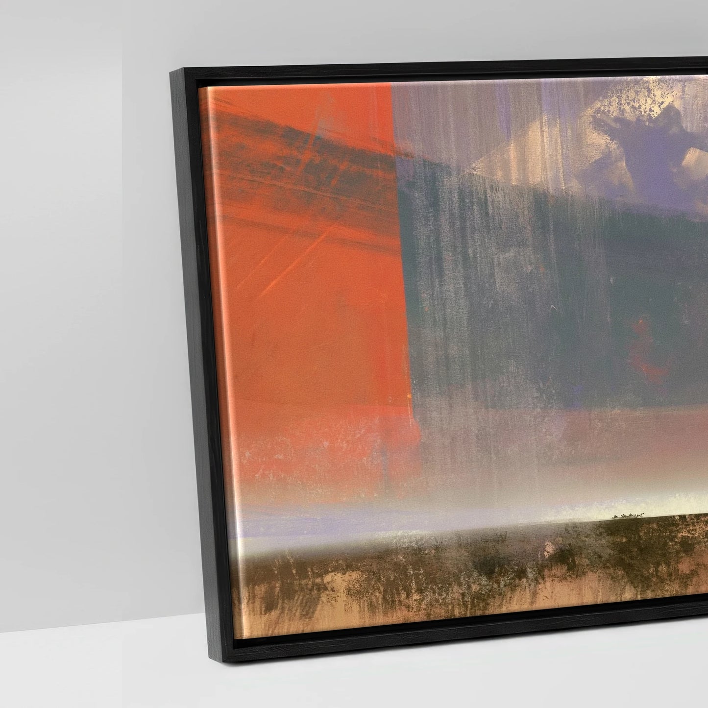 Sienna and Violet Haze - artwork detail in a black float frame