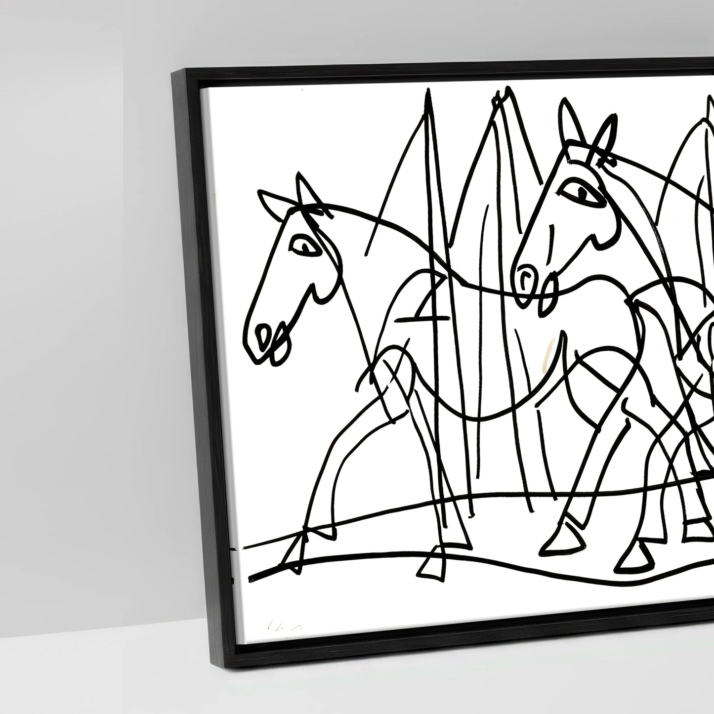 Abstract Equine Contours - artwork detail in a black float frame