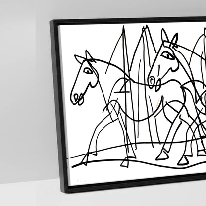 Abstract Equine Contours - artwork detail in a black float frame