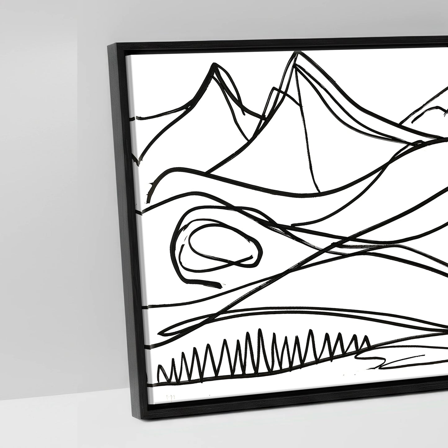 Bold Equine Contours - artwork detail in a black float frame