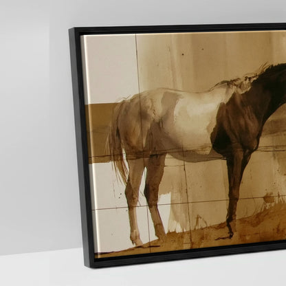 Sepia Horizon - artwork detail in a black float frame