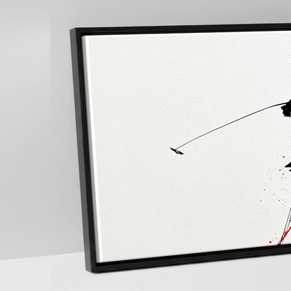 Crimson Polo Pursuit - artwork detail in a black float frame