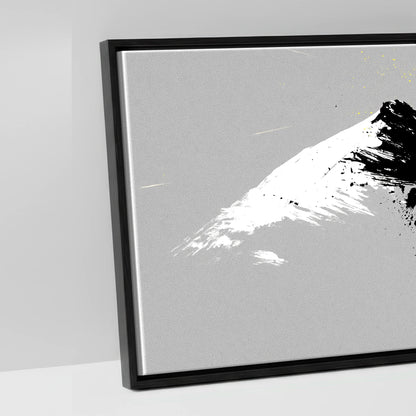 Bold Alpine Silhouette - artwork detail in a black float frame