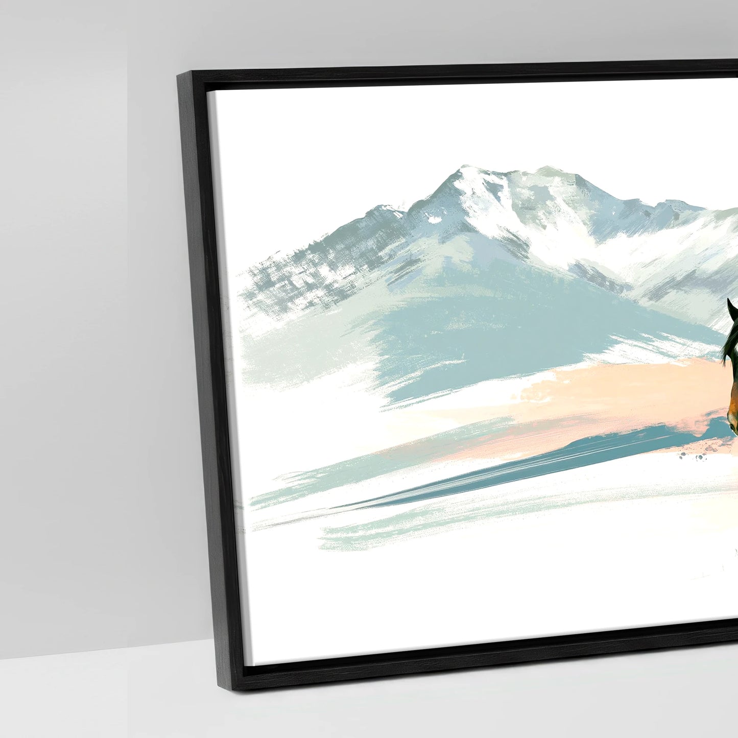 Vibrant Painted Horizons - artwork detail in a black float frame