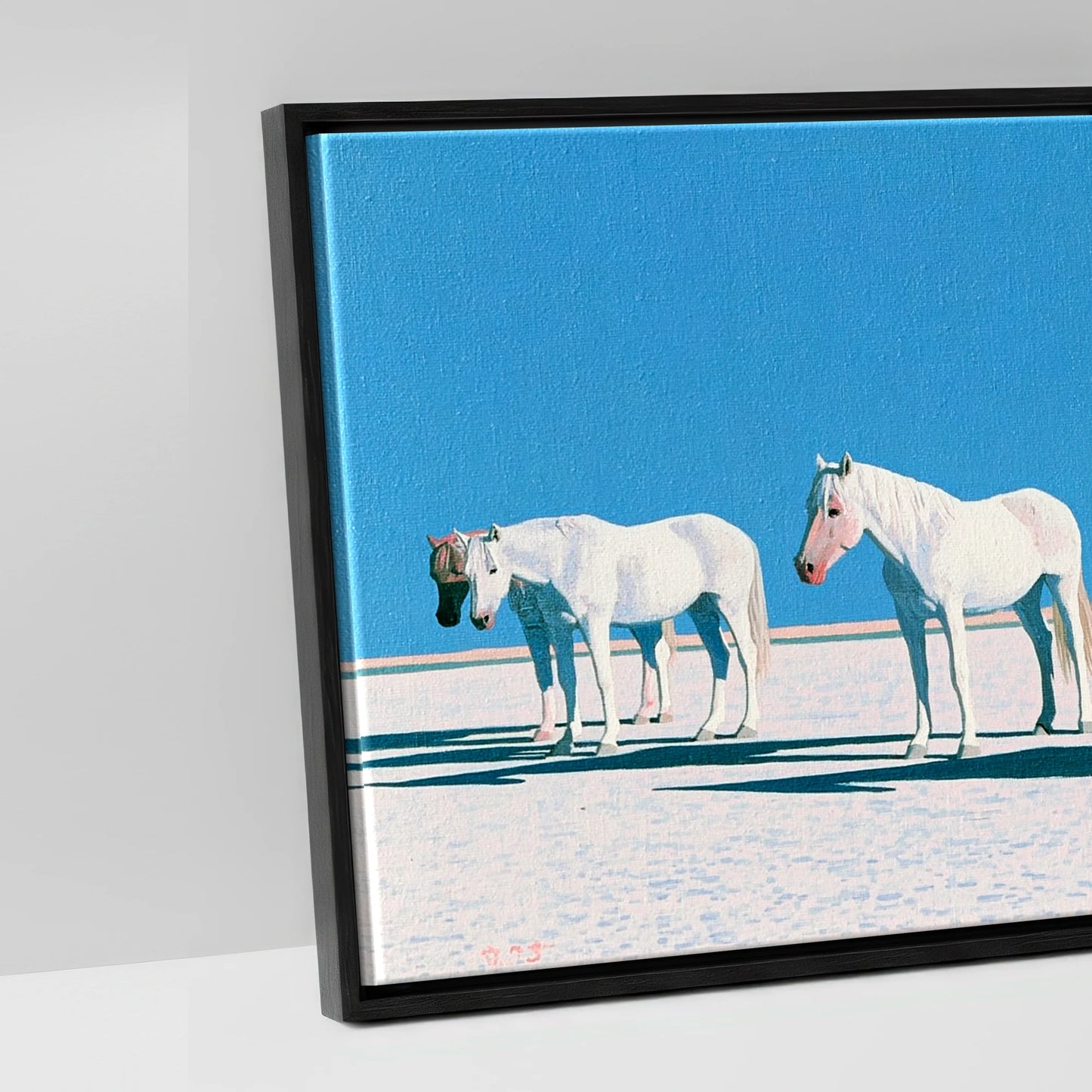 Silent Greys Beneath Azure - artwork detail in a black float frame