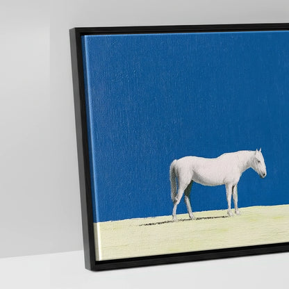 Solitude in Blue - artwork detail in a black float frame