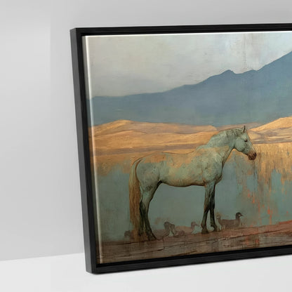 Gilded Shoreline Reflections - artwork detail in a black float frame