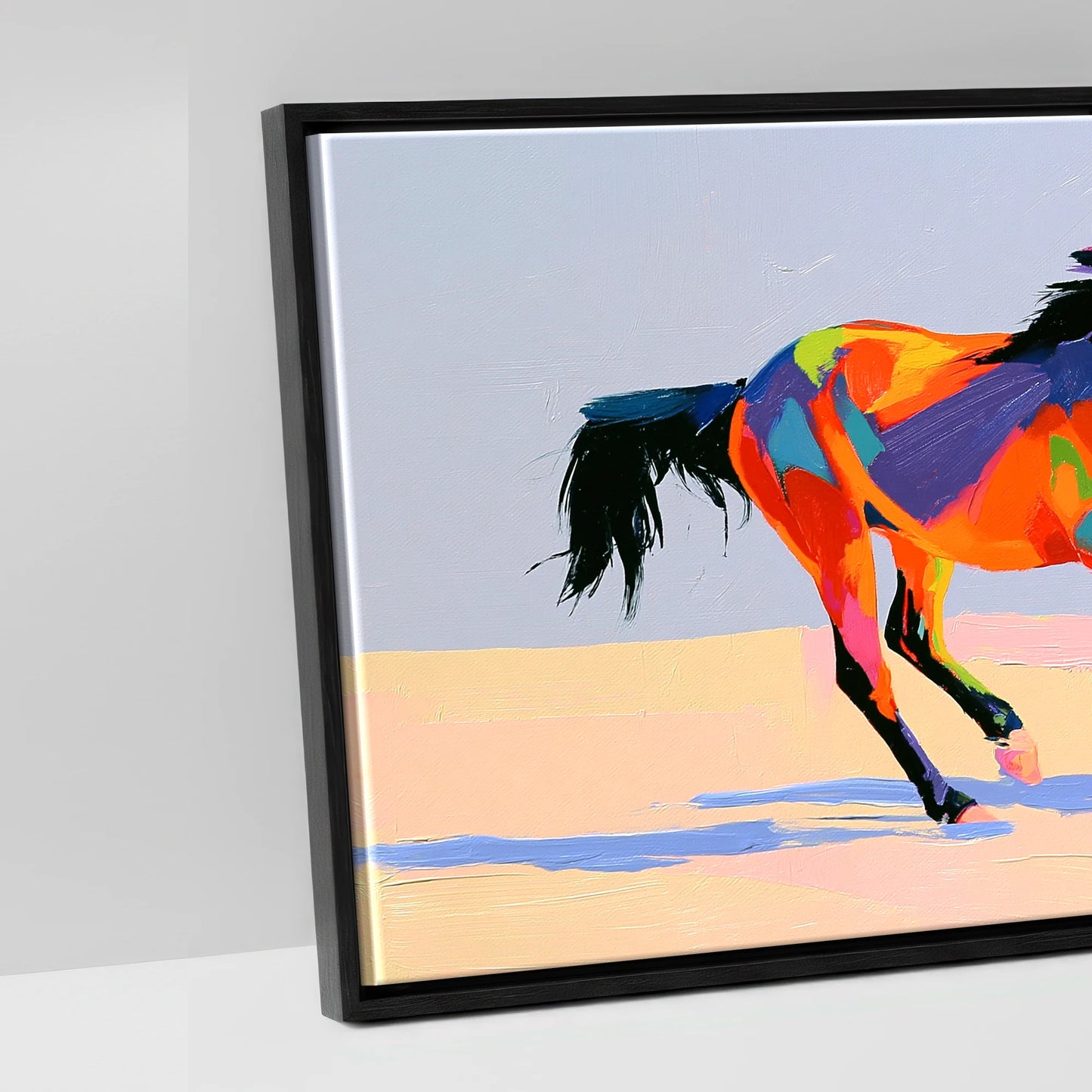 Vivid Stride - artwork detail in a black float frame