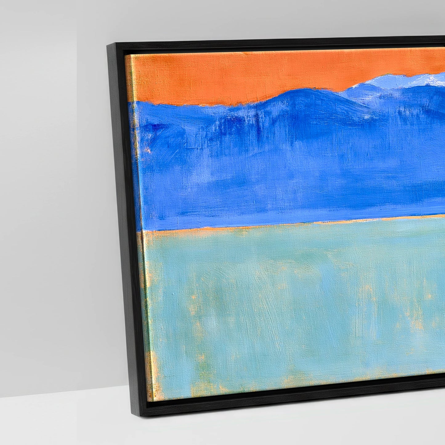 Terracotta Sky Solitude - artwork detail in a black float frame