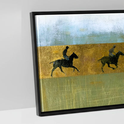 Gilded Pursuit - artwork detail in a black float frame