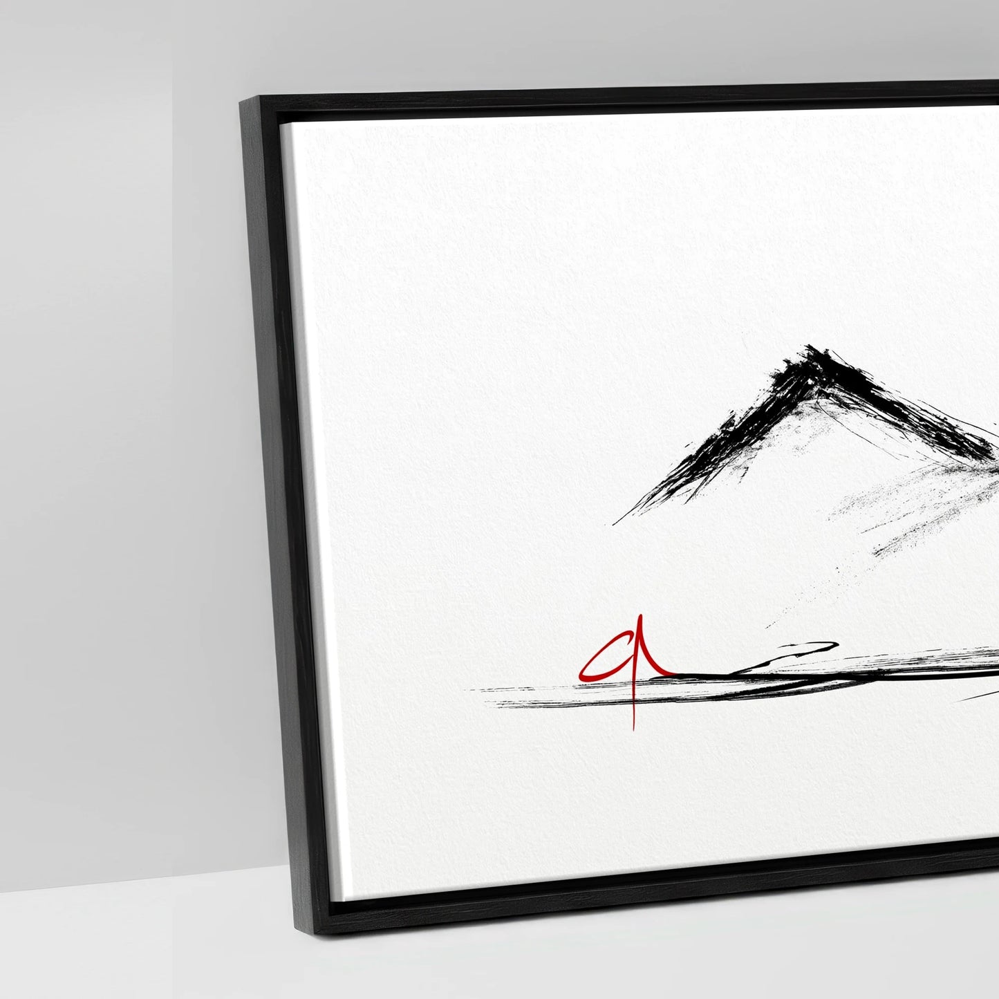Silent Peaks Grazing - artwork detail in a black float frame
