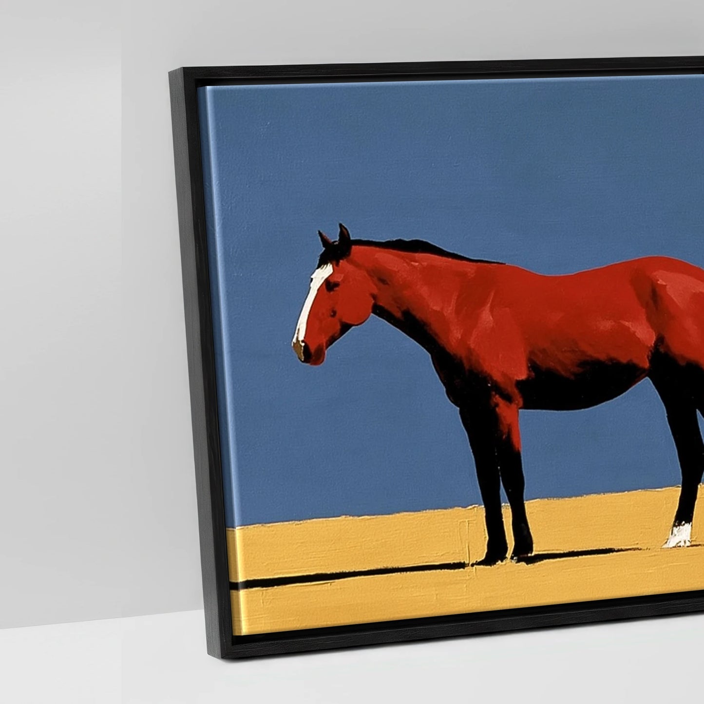 Scarlet Stallion Alpine Ridge - artwork detail in a black float frame