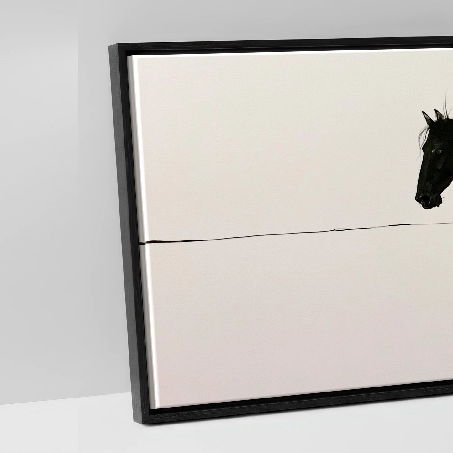 Equine Ink Horizon - artwork detail in a black float frame