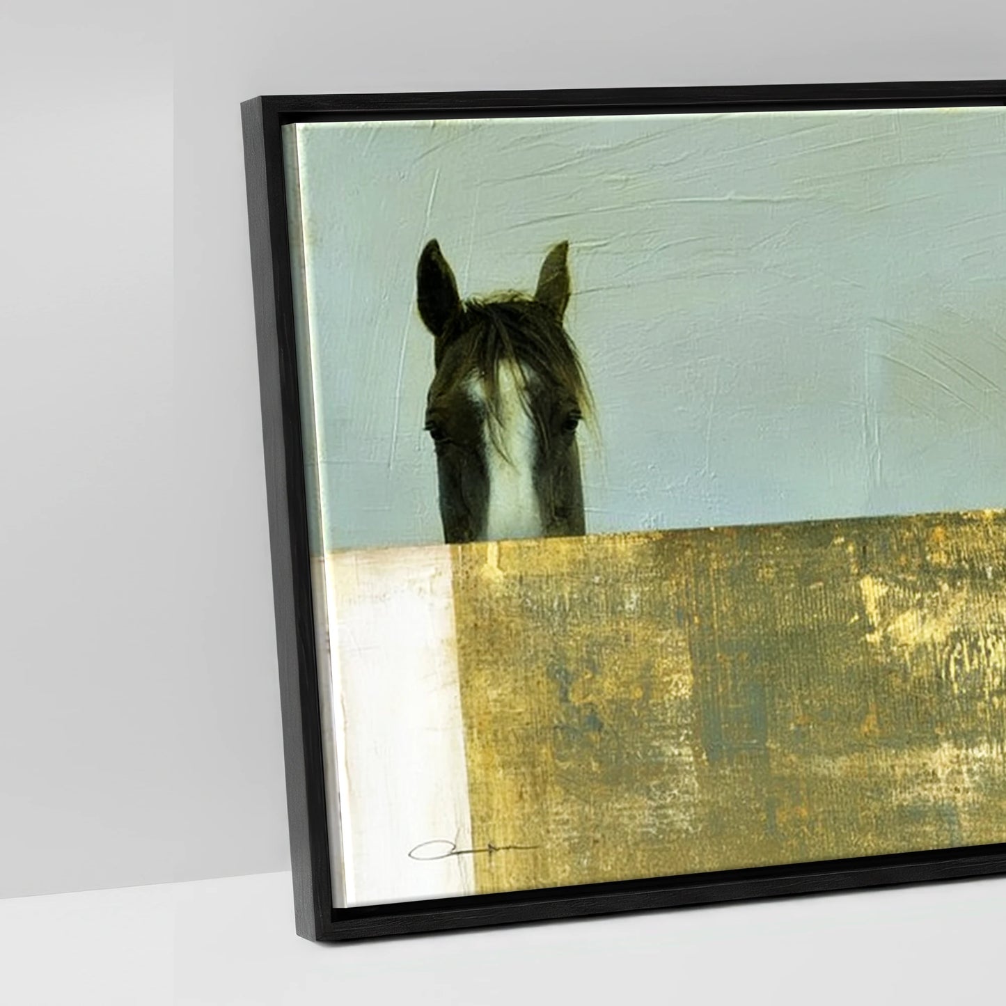 Quiet Observers - artwork detail in a black float frame
