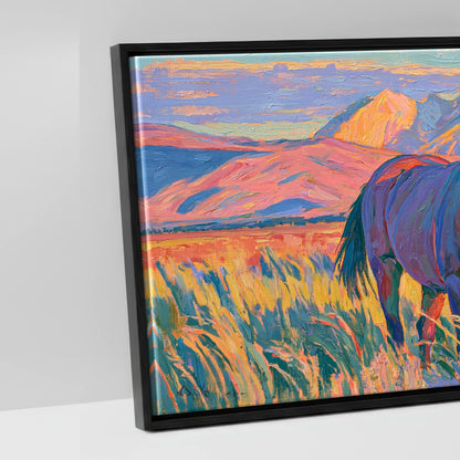 Vibrant High Country Grazing - artwork detail in a black float frame