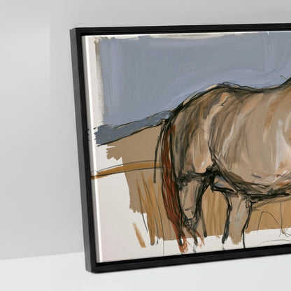 Grazing Below the Peaks - artwork detail in a black float frame