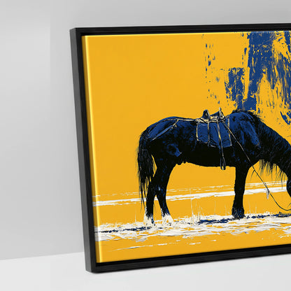 Ochre Plains and Navy Peaks - artwork detail in a black float frame