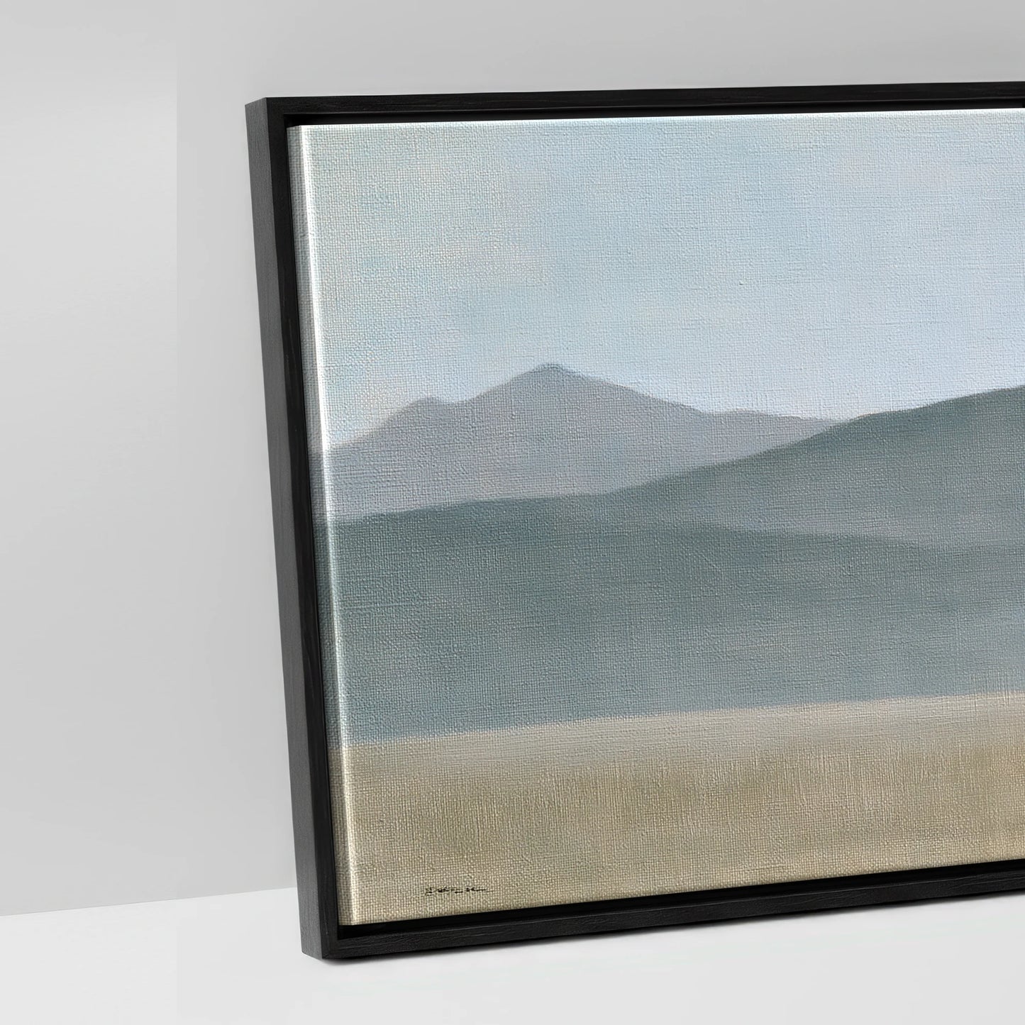 Stoic Grey in Slate - artwork detail in a black float frame