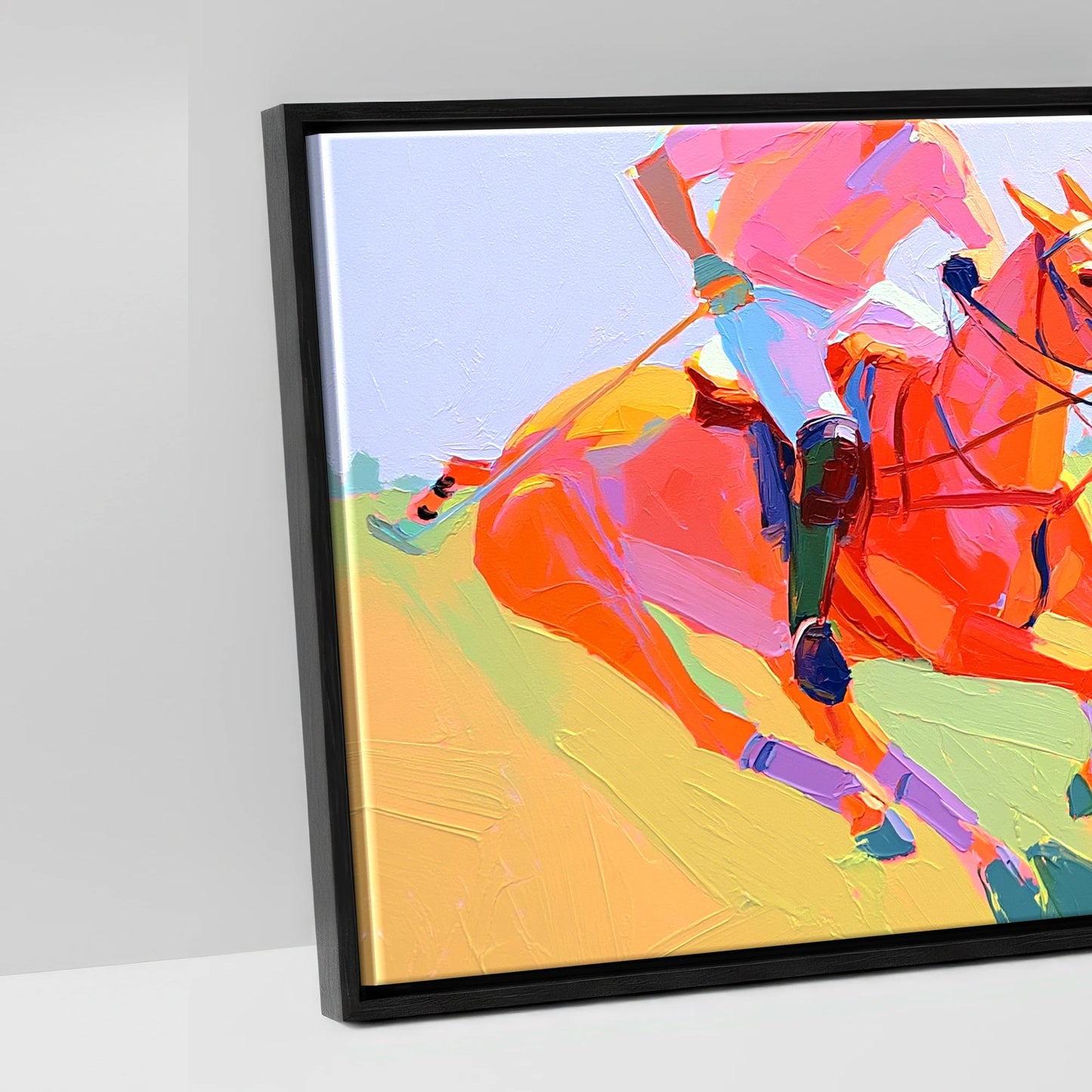 The Polo Charge - artwork detail in a black float frame