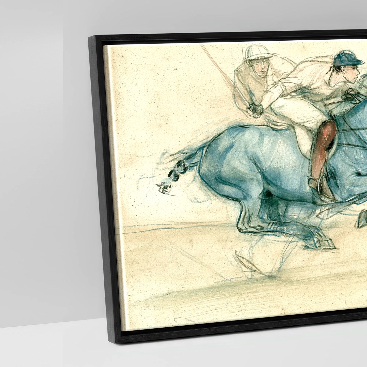 The Blue Chukka - artwork detail in a black float frame