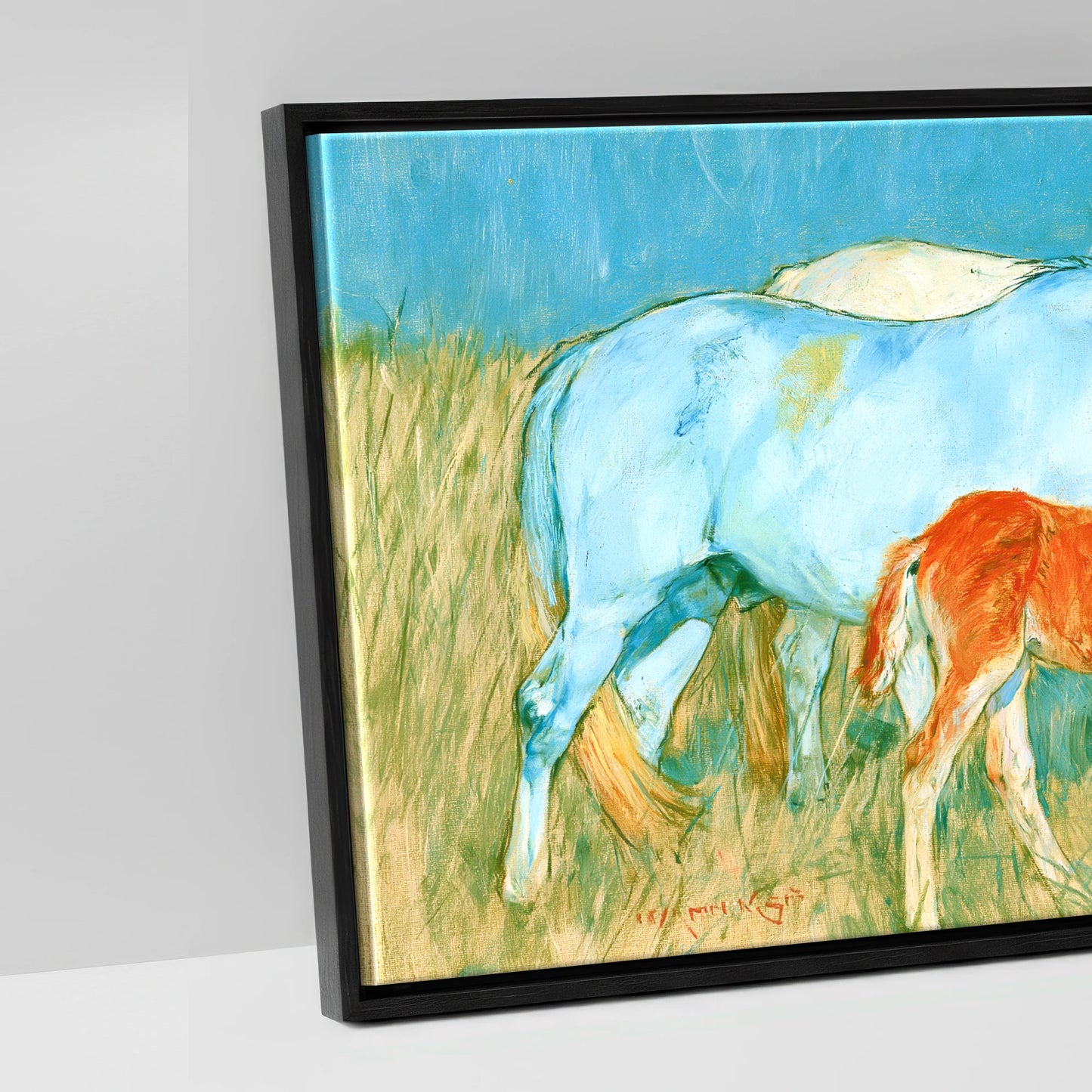 Vibrant Pasture Herd - artwork detail in a black float frame