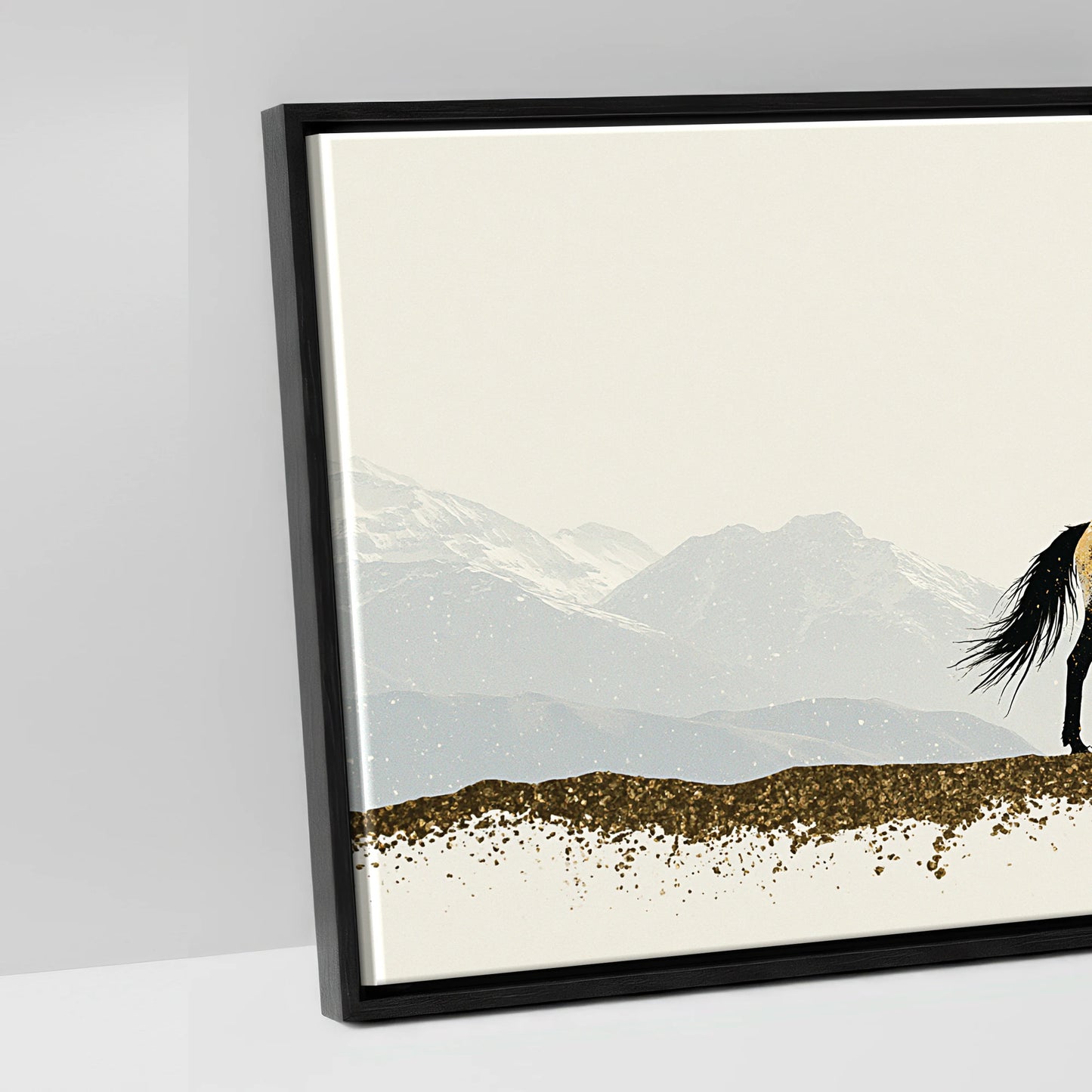 Gilded Alpine Wanderer - artwork detail in a black float frame
