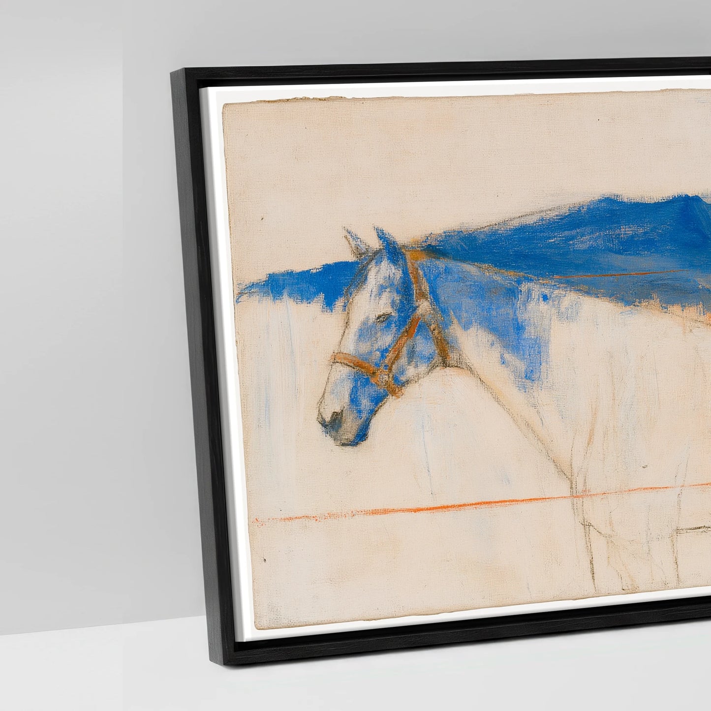 Abstract Ultramarine Horizon - artwork detail in a black float frame