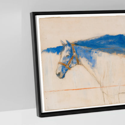Abstract Ultramarine Horizon - artwork detail in a black float frame