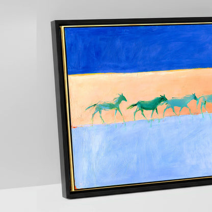 Bold Equine Horizon - artwork detail in a black float frame