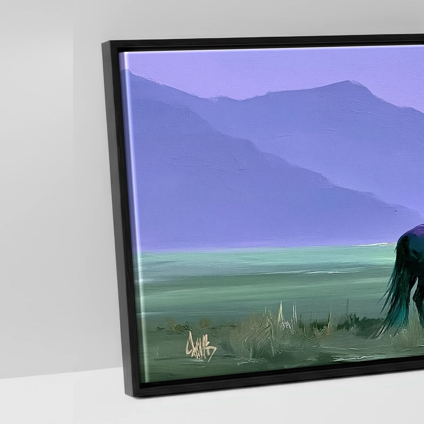 Dusk On The Violet Plain - artwork detail in a black float frame