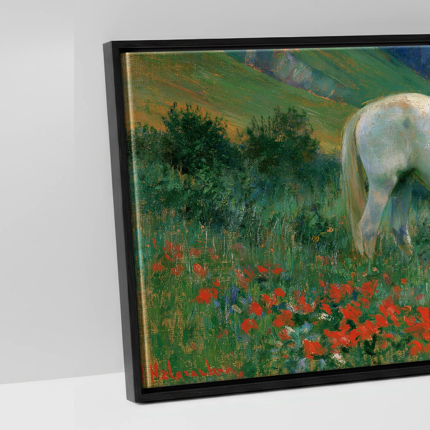 Summer Valley Grazing - artwork detail in a black float frame