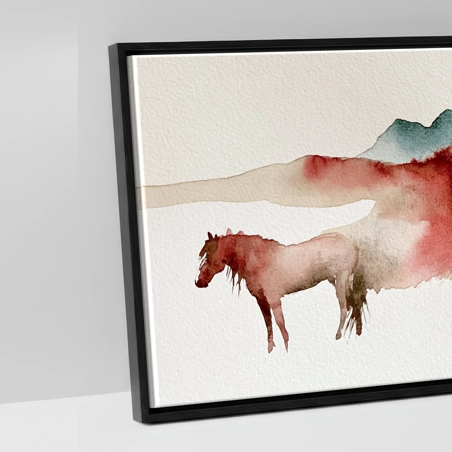 Crimson Ridge Horizon - artwork detail in a black float frame